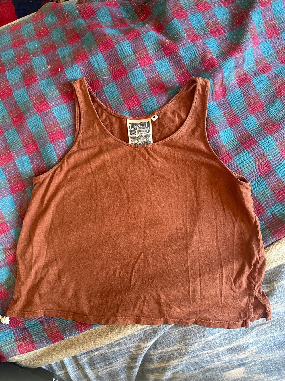 Jungmaven Cropped Tank, Terracotta, Medium